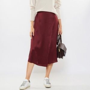 Vince 100% silk satin midi skirt, size small, NWT.